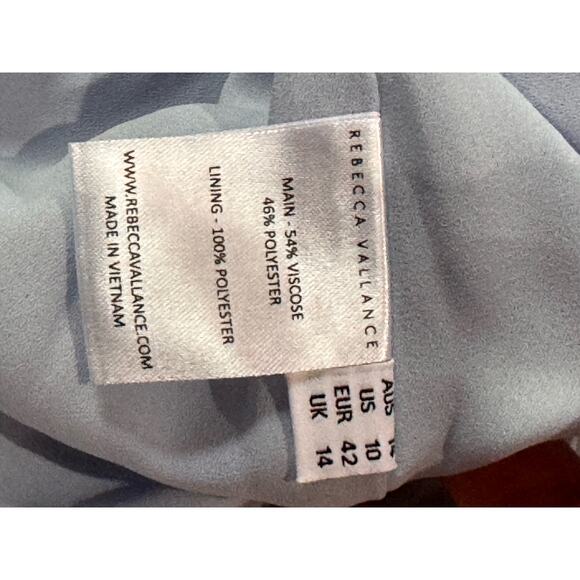 REBECCA VALLANCE Dondra Fit & Flare Tonal Print Dress white & light blue  US 10 - Picture 14 of 15